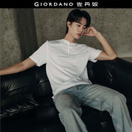 佐丹奴【韓國同款】亨利衫男夏純棉純色亨利領(lǐng)短袖T恤男01025564