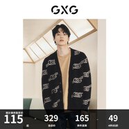 GXG男裝  城市回溯黑色馬海毛柔軟滿(mǎn)印毛衣針織衫外套秋季 花色 S