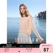 三彩2025秋款慵懶針織衫蝴蝶結鏤空長(cháng)袖罩衫套頭衫一字領(lǐng)M 肉桂粉 M 160/84A