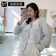 語(yǔ)森憶璞宿女裝2025春秋女裝小香風(fēng)外套小眾氣質(zhì)短款百搭上衣法式花邊名 圖片色 M