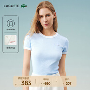 LACOSTE法國鱷魚(yú)女裝25春夏新款拼色純棉修身舒適短袖T恤|TF2432 EB6/淺藍色/白色拼色 L 40