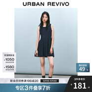 UR2025春季新款女裝撞色蕾絲蝴蝶結無(wú)袖牛仔連衣裙UYY850049 靛藍 S