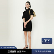 moussy新款歐美風(fēng)褶皺半開(kāi)領(lǐng)修身短款連衣裙038GSU33-5510 黑色020 S