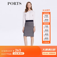 PORTS寶姿商場(chǎng)同款女裝半裙春季時(shí)尚提花格紋針織半身裙LM8K213MZD002 貝殼色格子 L