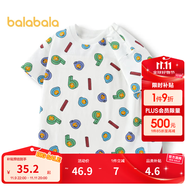 巴拉巴拉嬰兒t恤寶寶打底衫女童上衣男短袖夏季全棉可愛 白灰色調00312-208224117221 100