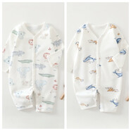 春秋款嬰兒連體衣0-2歲A類(lèi)無(wú)骨100%純棉寶寶哈衣爬服新生兒衣服 動(dòng)物園+藍鯨魚(yú) 66cm （12-15斤）