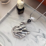 飾世美歐美時(shí)尚毛衣鏈女個(gè)性長(cháng)款項鏈氣質(zhì)百搭天鵝吊墜配飾品秋冬搭配 銀色天鵝項鏈