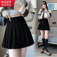 確彤毛呢百褶裙女學(xué)生短裙2025春秋新款裙子高腰顯瘦百搭a字裙半身裙 黑色短款毛呢星空呢】升級內村 L 建議105-115斤