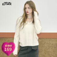 妖精的口袋「94%綿羊毛」8色v領(lǐng)寬松毛衣女2025秋新款慵懶風(fēng)軟糯 奶油白色 M