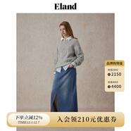 ELAND衣戀毛衣女夏日棉花糖變形絞花長(cháng)袖上衣25秋新款 淺灰色EEKWE4TM08 L