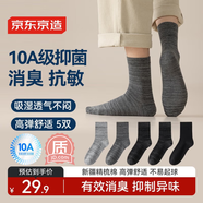 京東京造【10A抑菌襪】新疆棉四季秋冬吸汗休閑襪透氣 拼紗色5雙