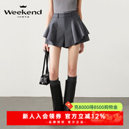 卓雅周末（JORYA weekend）25夏季新款高腰百搭A字個(gè)性荷葉邊褶拼接短裙褲R220802A 灰色 L
