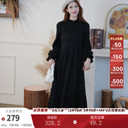 兩三事白色打底連衣裙2025秋冬季高領(lǐng)小個(gè)子蕾絲內搭長(cháng)裙白雪公主 黑色-y XS