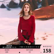 三彩2025冬季新款圓領(lǐng)針織衫系帶毛衫短款開(kāi)衫女 大紅色 M 160/84A