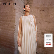 edition【P系列】抽褶無(wú)袖連衣裙女斗篷式工藝感長(cháng)裙 米白色 S 160