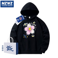 MZWZ連帽衛衣女2025冬季新款寬松百搭印花上衣外套長(cháng)袖t 黑色 390 L 105-120斤