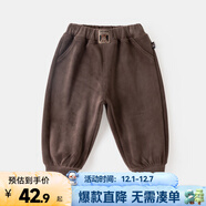 嘟嘟家寶寶加絨褲子冬裝男童加厚棉褲女童保暖冬季休閑褲兒童束腳褲冬款 咖色 100