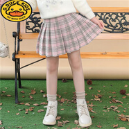 G.duck童裝女童半身裙韓版兒童秋冬季半身裙新款中大童短裙褲毛呢裙子 粉色大格子 毛呢裙-秋冬 110 cm 建議100-110cm年齡4-5歲