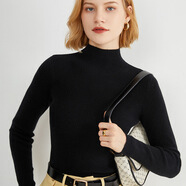 秋冬修身抽條半高領(lǐng)女毛衣打底衫純色韓版套頭貼身穿女針織衫內搭 黑色 XL