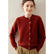 Sweet basil正品羊絨衫設計感圓領(lǐng)不規則元寶針時(shí)尚百搭針織衫女 倫敦   紅 M 80-115斤