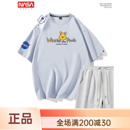 阿尤布維尼熊短袖N(xiāo)AA小熊維尼短袖t恤男女款半袖卡通情侶夏裝搭 AHT981WNX02灰藍色+HKJJWNX灰色 S
