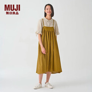 無(wú)印良品（MUJI）IDEE 女式 強捻 兩穿裙 女夏季款裙子 棉麻 吊帶裙  GAD14C4S 卡其色 M (155/68A)