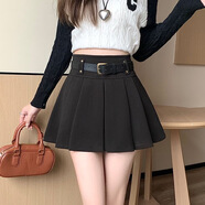 盛昭達超短裙無(wú)內襯蕾絲蓬蓬半身裙女夏季高腰顯瘦粉色蛋糕裙a字短裙子 黑色秋冬 厚款 +腰帶【有內襯】 S 【建議80-95斤】