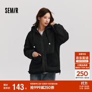 森馬（Semir）森馬外套女仿羊羔毛搖粒絨雙面穿連帽重磅夾克24新款109724108002