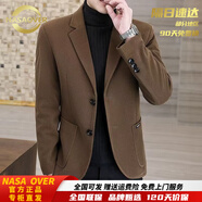 NASAOVER輕奢呢子西裝男春秋季韓版潮流修身小西裝單西上衣毛呢西服外套男 咖色 【專(zhuān)柜直發(fā)】 2XL 135-150斤