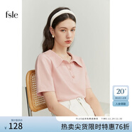 范思藍恩范思藍恩22FS2703 法式針織衫短袖t恤女夏季寬松顯瘦Polo領(lǐng)上衣 粉色 M