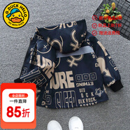 G.duck童裝兒童外套男童春秋季新款連帽風(fēng)衣中小童男孩休閑印花潮流夾克 黑色giesoqq 140 (建議身高130cm 10-11歲)cm