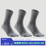 迪卡儂（DECATHLON）男士襪子冬季襪子運動(dòng)襪高幫棉襪透氣保暖男女長(cháng)襪 RS160【高幫】銀灰色-3雙裝 【43-46】(鞋碼43/44/45/46)