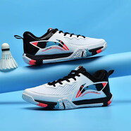 LI NING李寧羽毛球鞋貼地飛行2LITE男女款運動(dòng)訓練鞋 標準白_黑色_熒光焰紅 36