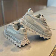 溫爾縵（E）歐洲站輕奢男士春秋新款休閑透氣布面厚底增高氣墊百搭運動(dòng)老爹鞋 灰色（皮鞋碼） 38