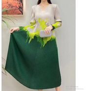 歐洲站褶皺連衣裙2025春季新款波點(diǎn)女裝休閑時(shí)尚寬松氣質(zhì)中長(cháng)款裙 綠色 均碼 大碼