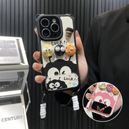 華為（HUAWEI）【原裝品質(zhì)】可愛(ài)咖啡煤球公仔適用于蘋(píng)果16promax手機殼華為mate 經(jīng)典黑-彩色星星煤球ST+立體公仔+掛繩+鏡子支架 華為 暢享70