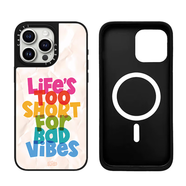 CASETIFY聯(lián)名佘詩(shī)曼同款PEACH綠色笑臉磁吸MagSafe適用蘋(píng)果17promax手機殼iPhone16鏡面15日韓ins彩虹英文1 帶盒C家【ca887紙張彩虹英文】銀色鏡面MagS iPhone 15 Pro