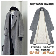 羽絨內膽呢大衣2025小個(gè)子新款加厚中長(cháng)款毛呢外套白鴨絨羽絨服 灰色 XS  【推薦80-105斤】