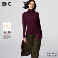 優(yōu)衣庫女裝HEATTECH EXTRA WARM 混紡高領(lǐng)T恤/長(cháng)袖 9%羊絨 478954 478954/18暗紅色 M