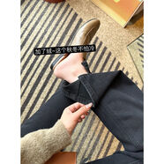 時(shí)髦精黑色高腰微喇叭褲女秋季新款彈力顯瘦小個(gè)子拖地長(cháng)褲 黑色加絨 S S建議80-105斤