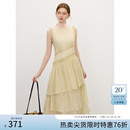 范思藍恩褶皺肌理感不規則下擺無(wú)袖連衣裙 琥珀黃 M