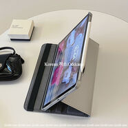 韓國ins銀色平板保護套ipadpro11air6109寸豎橫屏翻蓋休眠支架旋轉殼10代97102皮套迷你45mini 旋轉書(shū)本式-銀色 iPadMini1237點(diǎn)9英寸