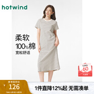 熱風(fēng)（Hotwind）T恤連衣裙25年春季新款女裝針織連衣裙圓領(lǐng)長(cháng)裙打底連衣裙 40黑白條紋 S