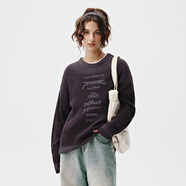 714street【折扣品】漸變字母印花寬松毛衣男2024秋冬季新款垂墜感針織衫女 紫色 L