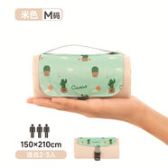 迷你戶(hù)外野餐墊超輕口袋沙灘墊防水防沙可攜式露營(yíng)防潮地布野餐布 純色-米色仙人掌150*210CM