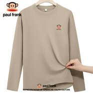 大嘴猴（paul frank）潮牌精梳純棉重磅長(cháng)袖T恤男女同款春秋新款 210g純棉重磅長(cháng)袖T恤【卡其#經(jīng)典小猴頭】 S 建議體重：80-105斤