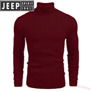 JEEP SPIRIT高檔2025男裝針織衫高領(lǐng)毛衣秋冬歐美長(cháng)袖套頭毛線(xiàn)衫 酒紅色 S 版型偏小，建議拍大一碼