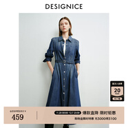 迪賽尼斯2025秋季新款通勤復古氣質(zhì)水洗純棉牛仔長(cháng)袖襯衫式連衣裙 牛仔藍 S