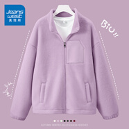 真維斯（JEANSWEST）雙面加絨開(kāi)衫外套男女裝夾克加厚2025秋冬情侶款立領(lǐng)寬松休閑上衣 香芋紫 純色 M