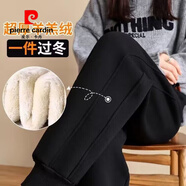 皮爾卡丹（pierre cardin）運動(dòng)褲女冬季加絨加厚休閑棉褲外穿東北一條過(guò)冬特厚羊羔絨衛褲女 黑色長(cháng)褲棉布料 加厚 M 【適合80-100斤左右】